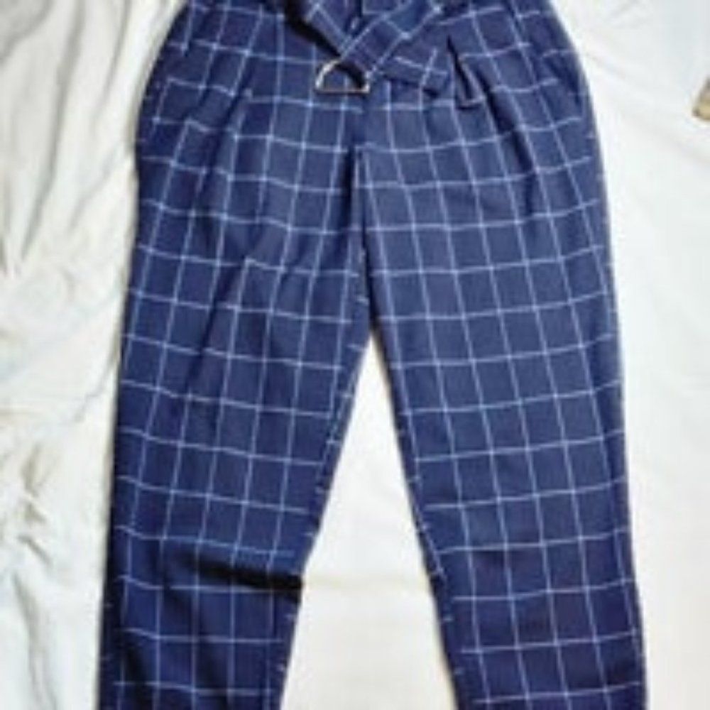 Women's High-Rise Relaxed Fit Straight Belted Trousers - A New Day